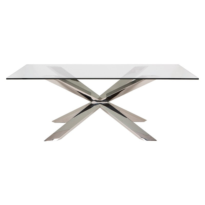 Couture Dining Table Silver/Tempered Glass - Be Bold Furniture