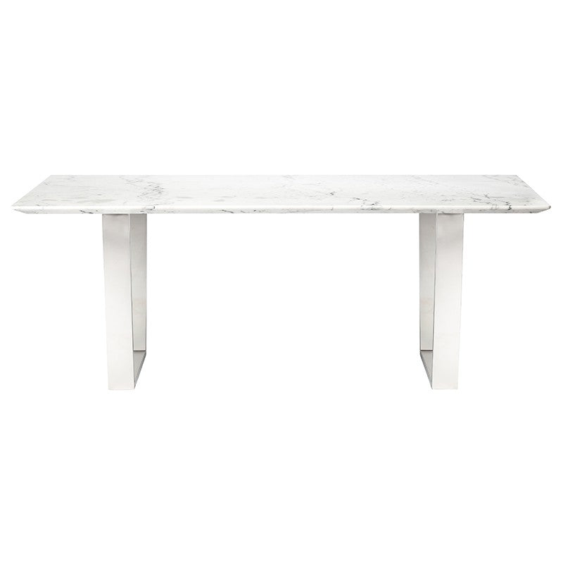 Catrine Dining Table White Marble/Polished Stainless - Be Bold Furniture