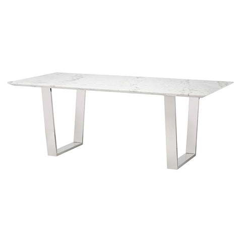 Catrine Dining Table White Marble/Polished Stainless - Be Bold Furniture