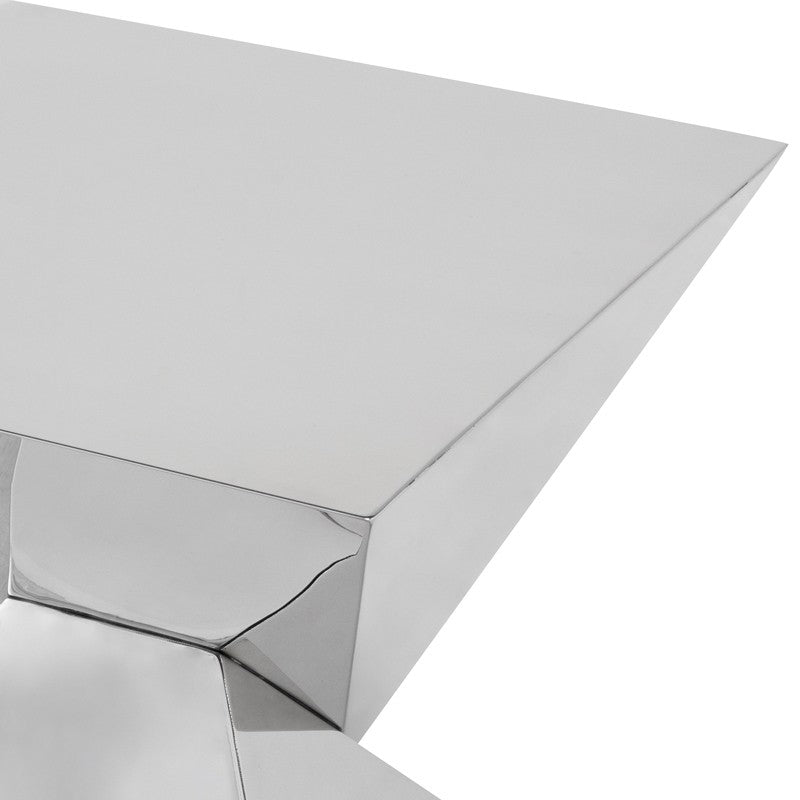 Giza Steel Side Table Brushed Stainless 17.8″ - Be Bold Furniture