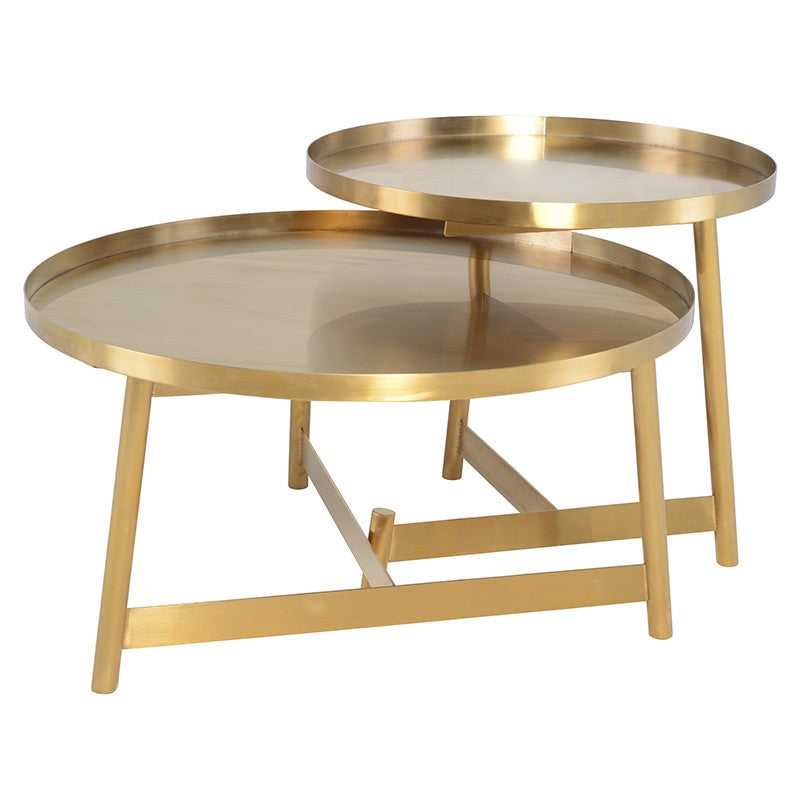 Landon Coffee Table Brushed Gold 31.5″ - Be Bold Furniture