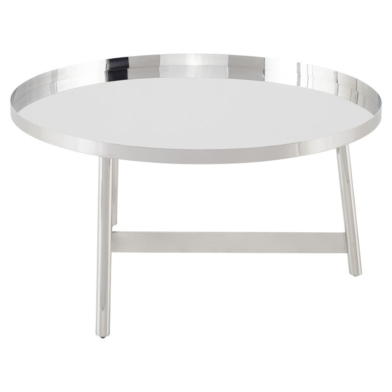 Landon Coffee Table Polished Stainless 31.5″ - Be Bold Furniture