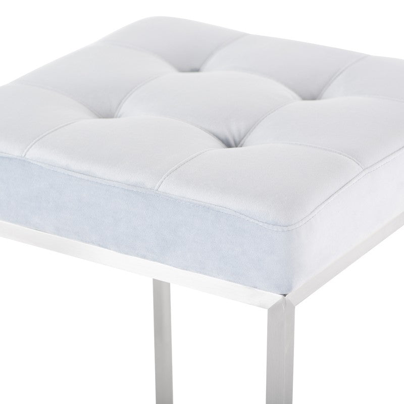 Chi Bar Stool Ice Blue Velour/Polished Stainless 17.8″ - Be Bold Furniture