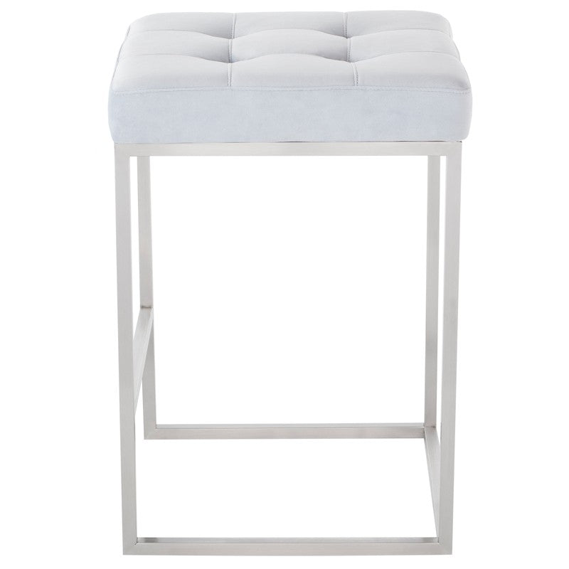 Chi Bar Stool Ice Blue Velour/Polished Stainless 17.8″ - Be Bold Furniture