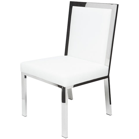 Rennes Dining Chair White Leather/Polished Stainless 19.8″ - Be Bold Furniture