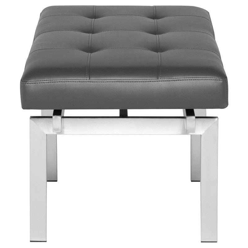 Louve Bench Grey Naugahyde/Brushed Stainless 36″ - Be Bold Furniture