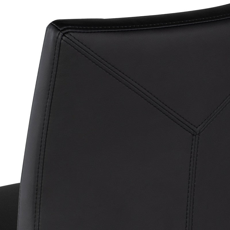 Patrice Dining Chair Black Naugahyde/Polished Stainless 19.5″ - Be Bold Furniture