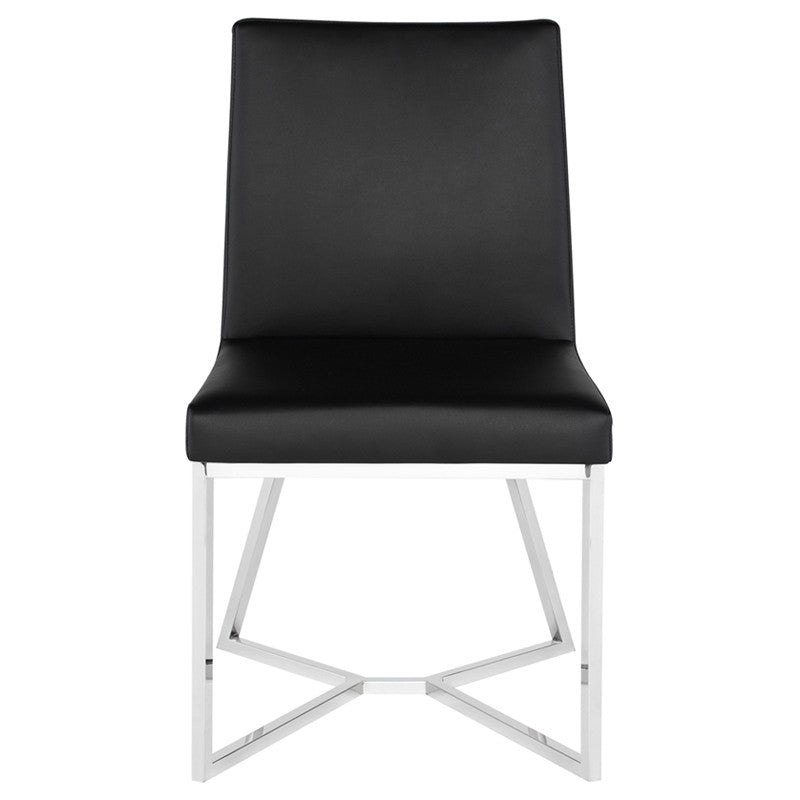 Patrice Dining Chair Black Naugahyde/Polished Stainless 19.5″ - Be Bold Furniture