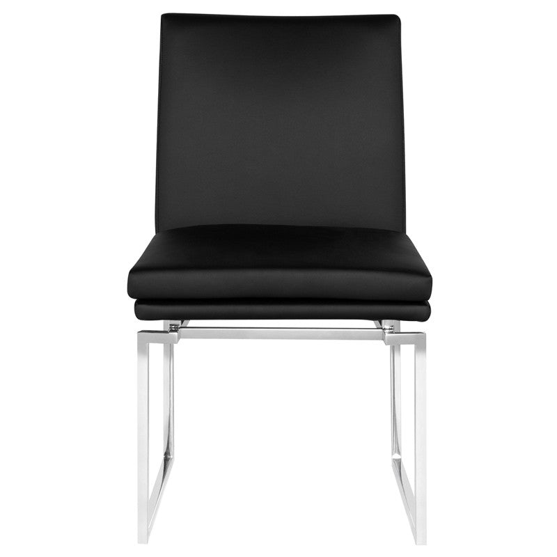 Savine Dining Chair Black Naugahyde/Polished Stainless 19.3″ - Be Bold Furniture