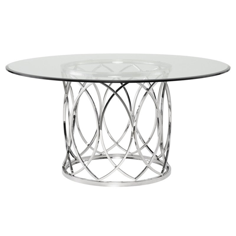 Juliette Dining Table Silver Tempered Glass/Polished Stainless - Be Bold Furniture