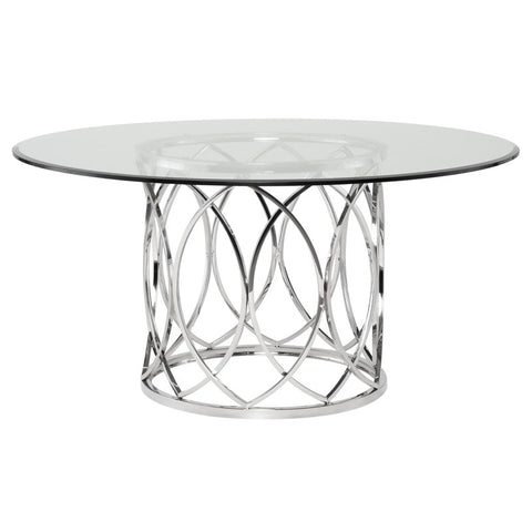 Juliette Dining Table Silver Tempered Glass/Polished Stainless - Be Bold Furniture