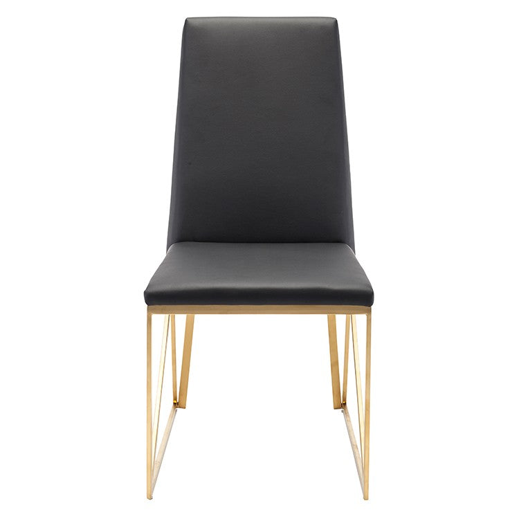 Caprice Dining Chair Black Naugahyde/Brushed Gold 17.8″ - Be Bold Furniture