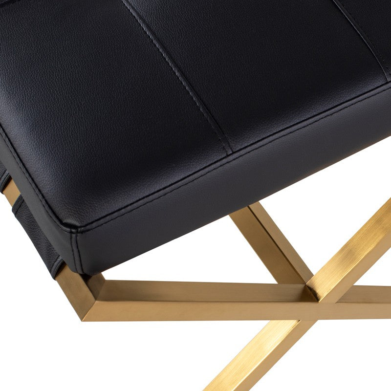 Auguste Bench Black Naugahyde/Brushed Gold 47.3″ - Be Bold Furniture