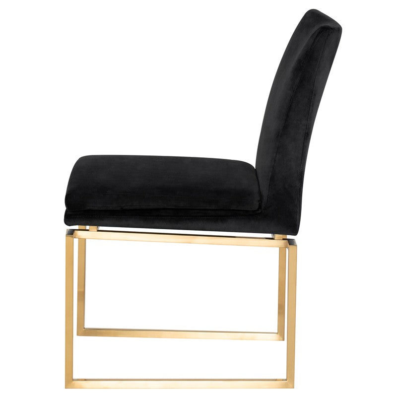 Savine Dining Chair Black Velour/Brushed Gold 19.3″ - Be Bold Furniture