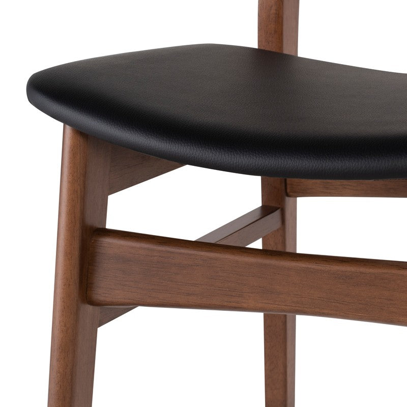 Colby Dining Chair Black Naugahyde/Walnut Stained Rubber Wood 18.5″ - Be Bold Furniture
