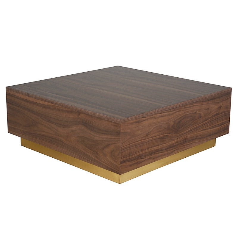 Jonas Coffee Table Walnut/Brushed Gold 36″ - Be Bold Furniture