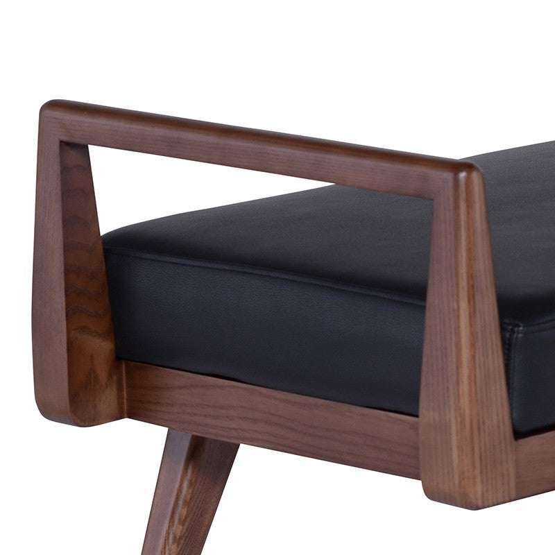 Ava Bench Black Naugahyde/Ash Stained Walnut 60″ - Be Bold Furniture
