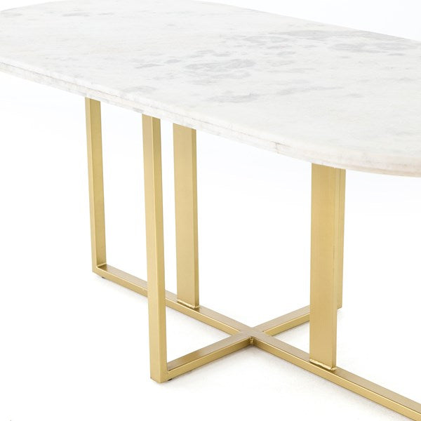 Devan Oval Dining Table Brass Patina - Be Bold Furniture