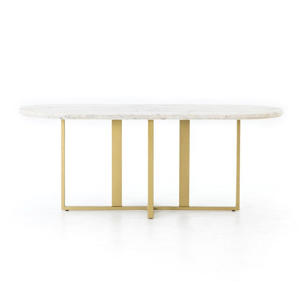 Devan Oval Dining Table Brass Patina - Be Bold Furniture