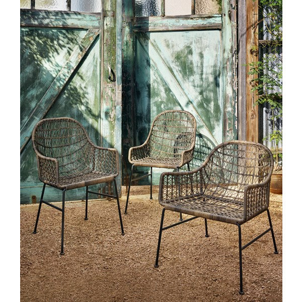 Bandera Outdoor Woven Dining Chair Vintage White - Be Bold Furniture