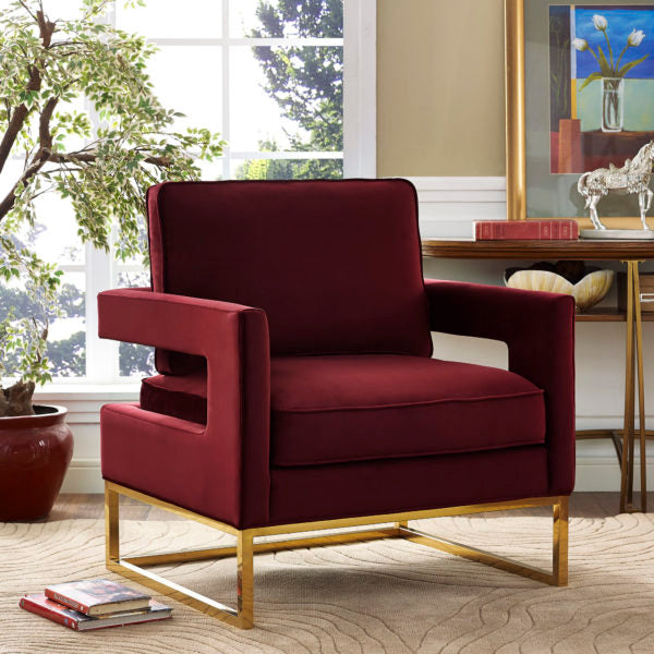 Avery Maroon Velvet Chair - Be Bold Furniture