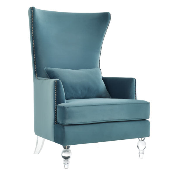 Bristol Sea Blue Velvet Chair With Lucite Legs - Be Bold Furniture