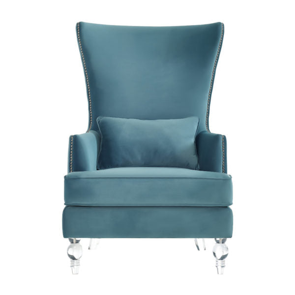 Bristol Sea Blue Velvet Chair With Lucite Legs - Be Bold Furniture