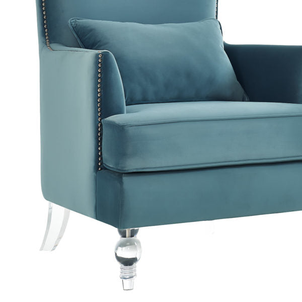 Bristol Sea Blue Velvet Chair With Lucite Legs - Be Bold Furniture