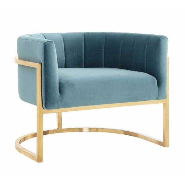 Mangolia Sea Blue Chair With Gold Base - Be Bold Furniture