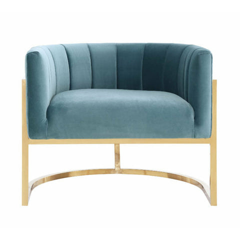 Mangolia Sea Blue Chair With Gold Base - Be Bold Furniture