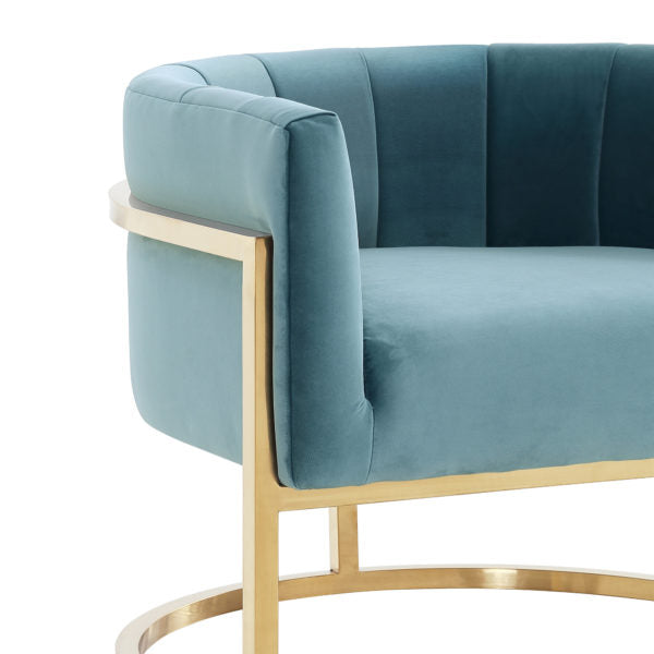 Mangolia Sea Blue Chair With Gold Base - Be Bold Furniture