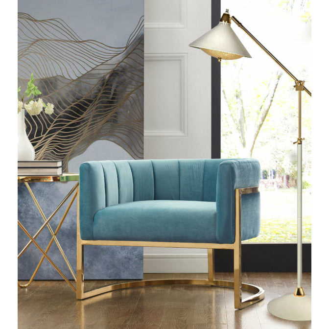 Mangolia Sea Blue Chair With Gold Base - Be Bold Furniture