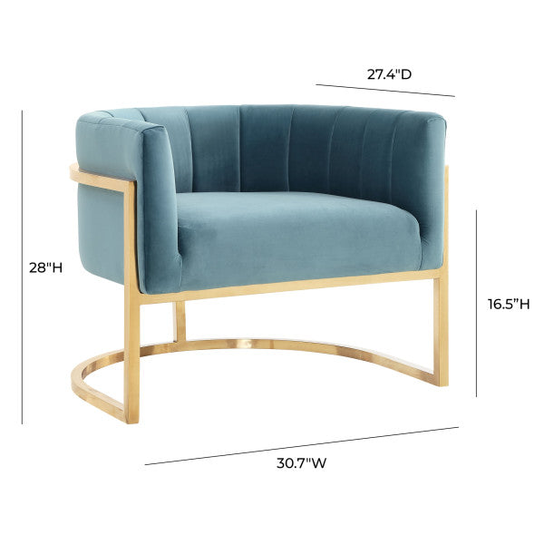 Mangolia Sea Blue Chair With Gold Base - Be Bold Furniture