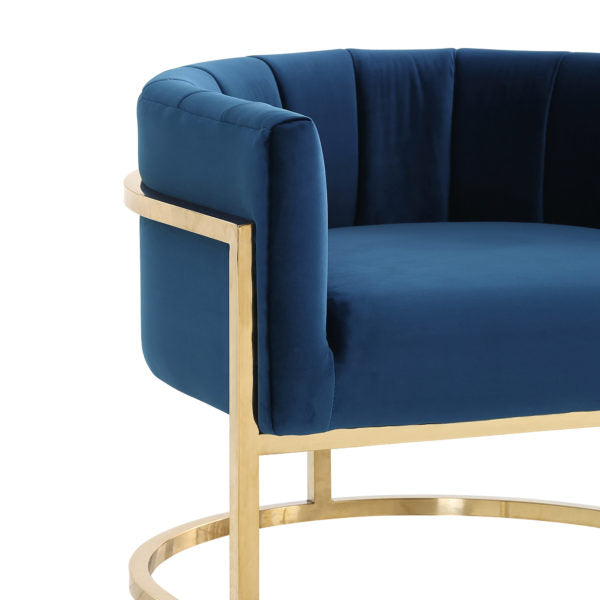 Magnolia Navy Chair With Gold Base - Be Bold Furniture