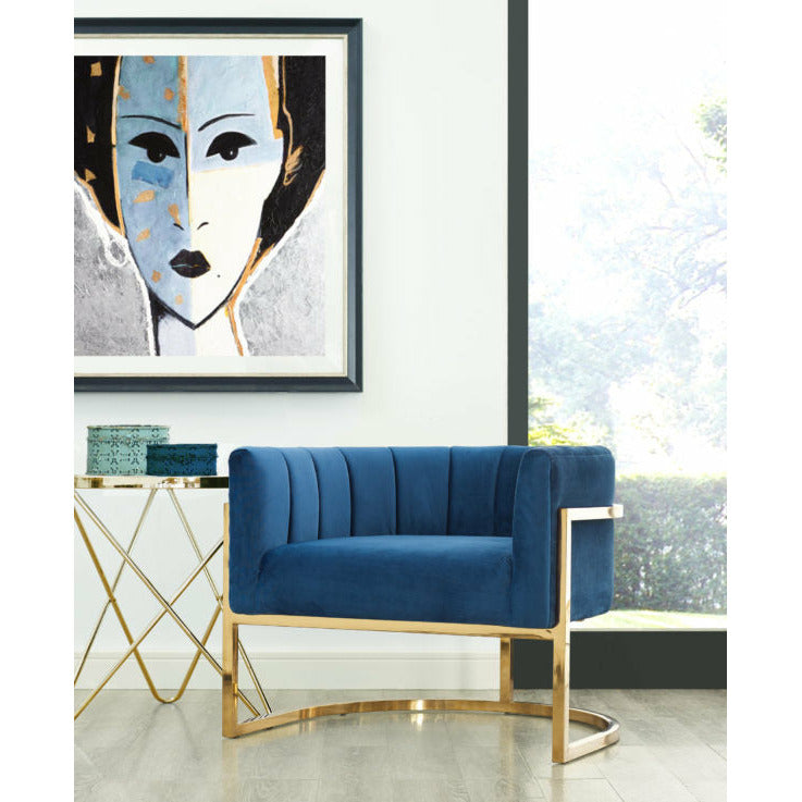 Magnolia Navy Chair With Gold Base - Be Bold Furniture