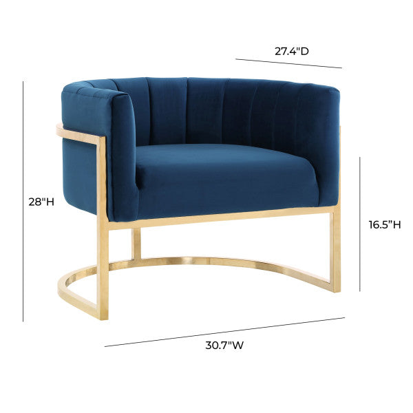 Magnolia Navy Chair With Gold Base - Be Bold Furniture
