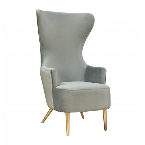 Julia Grey Velvet Wingback Chair - Be Bold Furniture