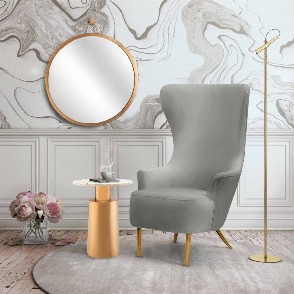 Julia Grey Velvet Wingback Chair - Be Bold Furniture