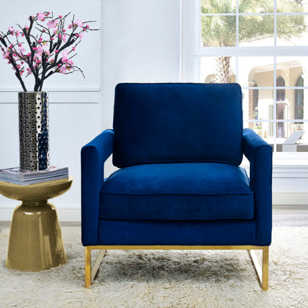 Avery Navy Velvet Chair - Be Bold Furniture