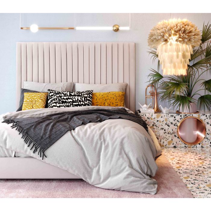Arabelle Blush Velvet Bed - Be Bold Furniture