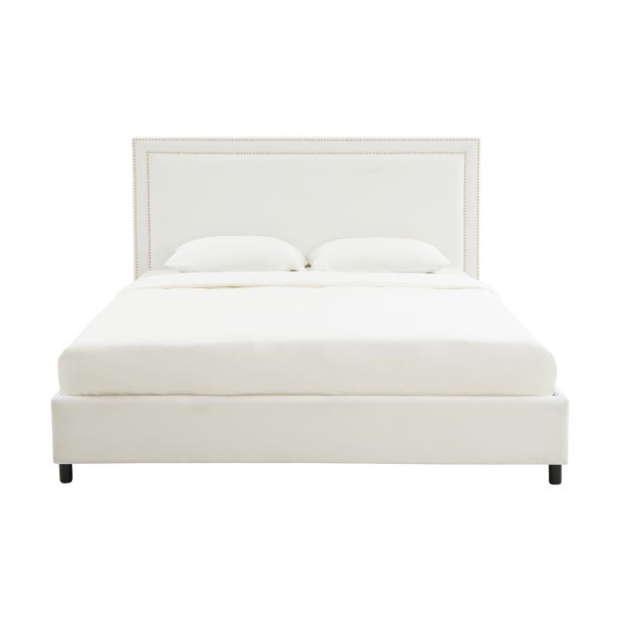 Reed White Velvet Bed - Be Bold Furniture