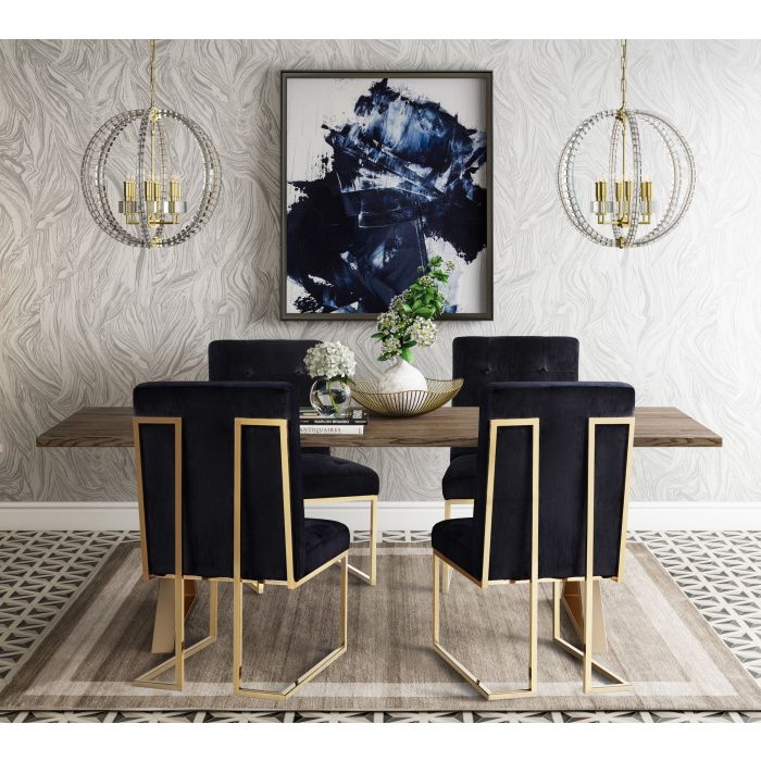 Akiko Black Velvet Chair - Set of 2 - Be Bold Furniture