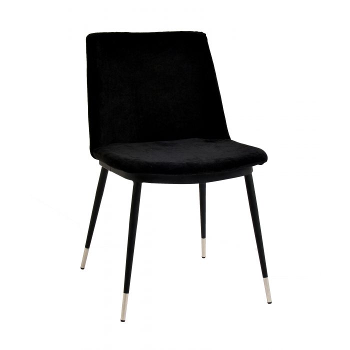Evora Black Velvet Chair - Silver Legs (Set of 2) - Be Bold Furniture