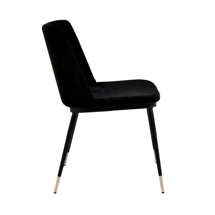 Evora Black Velvet Chair - Silver Legs (Set of 2) - Be Bold Furniture