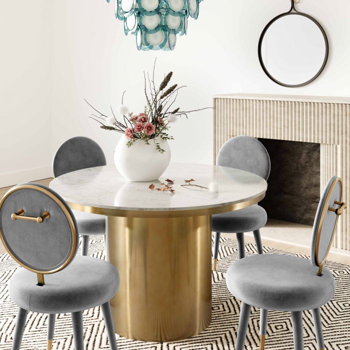 Kylie Light Grey Velvet Dining Chair - Be Bold Furniture