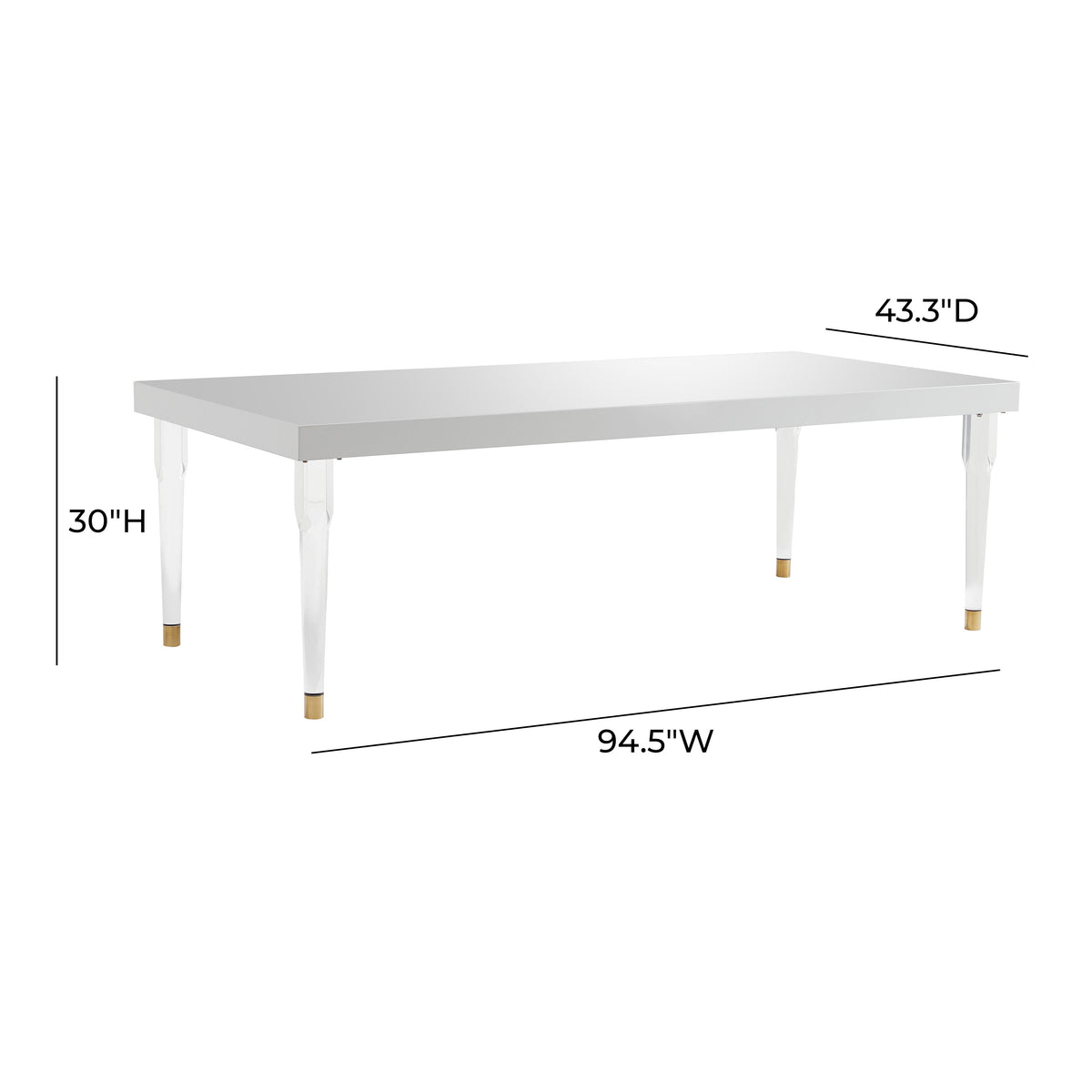 Tabby Glossy Lacquer Dining Table White - Be Bold Furniture