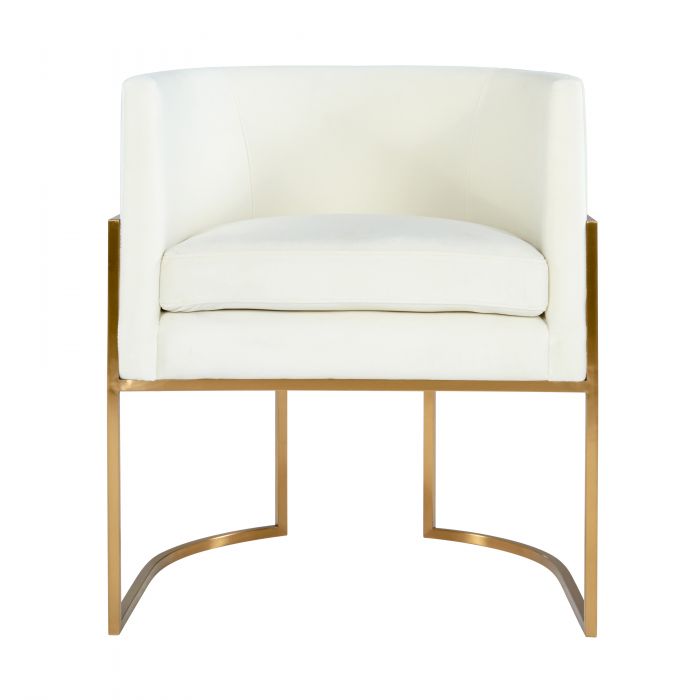 Giselle Cream Velvet Dining Chair Gold Leg - Be Bold Furniture