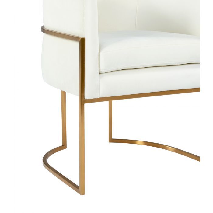 Giselle Cream Velvet Dining Chair Gold Leg - Be Bold Furniture