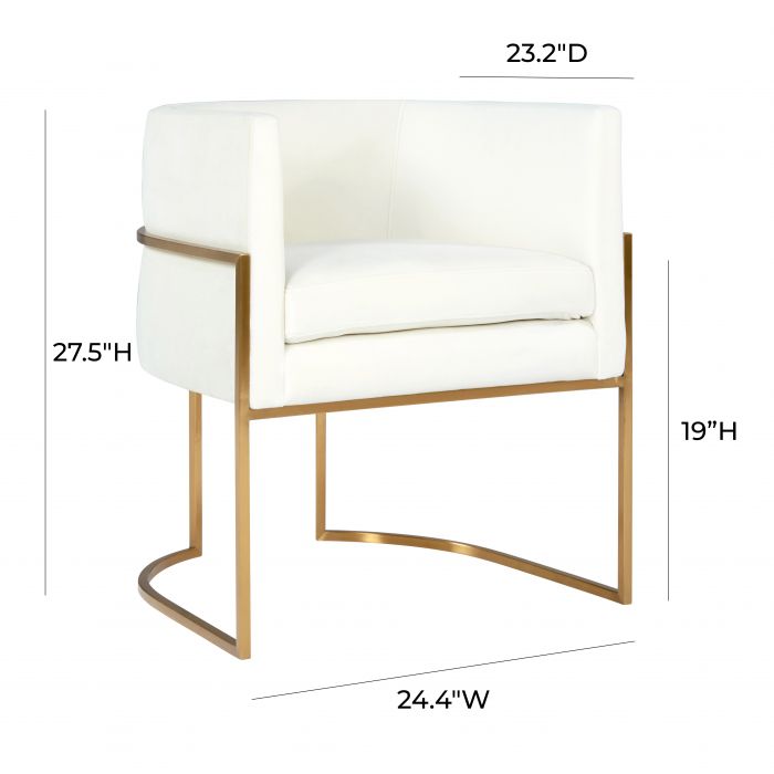 Giselle Cream Velvet Dining Chair Gold Leg - Be Bold Furniture