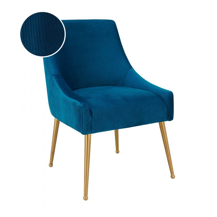 Beatrix Pleated Navy Velvet Side Chair - Be Bold Furniture